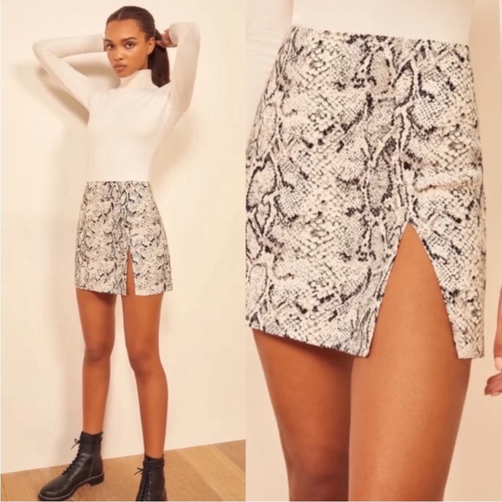 Reformation | Margoth Snake Print Mini skirt US 12